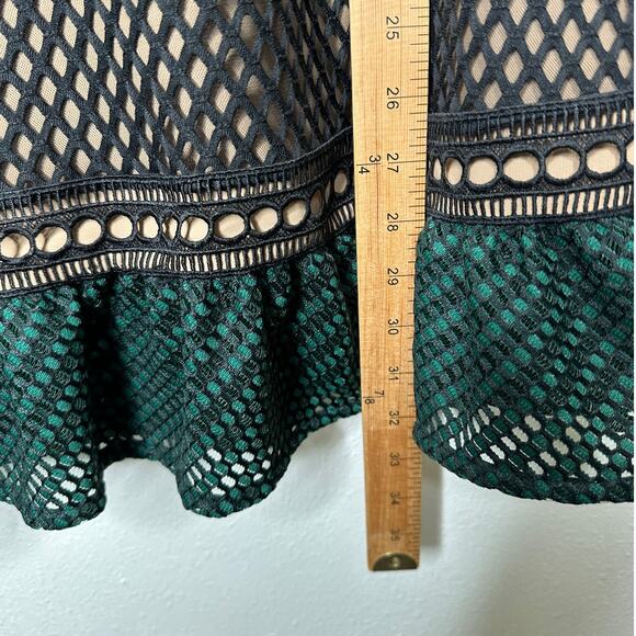 Self Portrait Black Eyelet Mesh Green & Orange Contrast High Neck Dress 6 - Picture 15 of 16